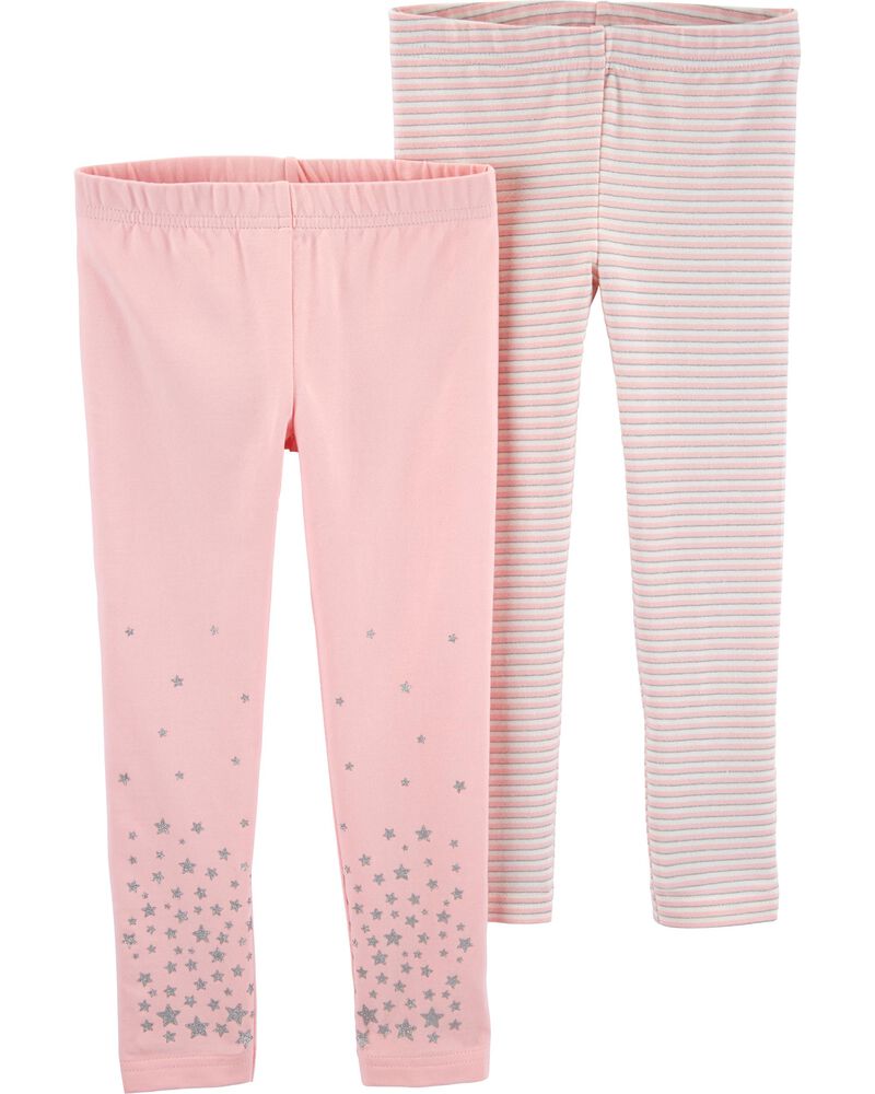 Carters Baby Girls 2-Pack Pants Pink//White 3M